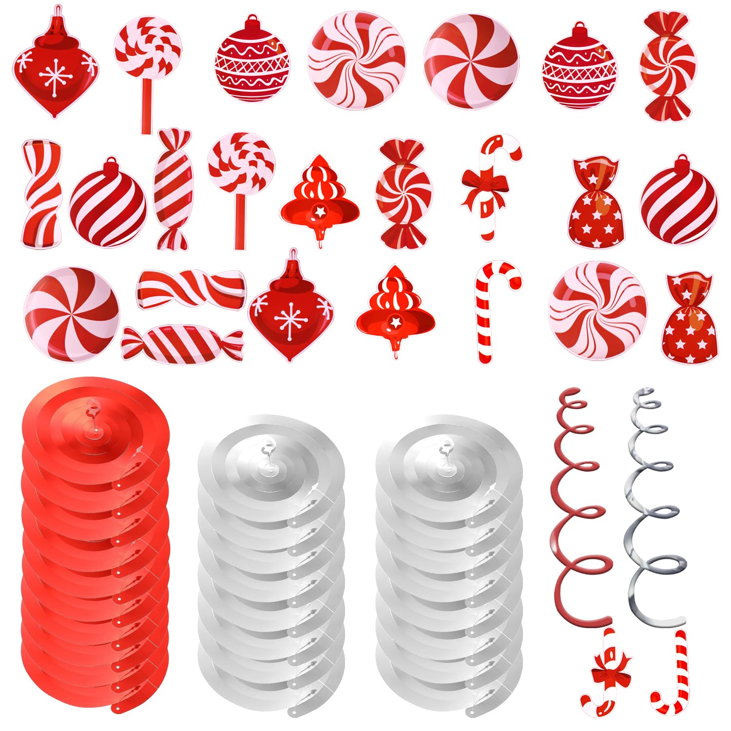 MOLHEM 26pcs Christmas Ceiling Candy Decorations, Christmas Hanging Foil Swirls, Xmas Tree for Holiday Party Decor