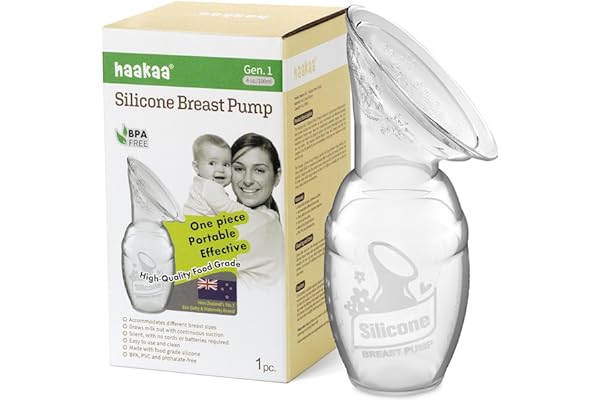 haakaa Manual Breast Pump for Breastfeeding, Silicone, Clear 4oz/100ml