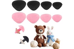 BOXOB 32pcs Safety Noses for Amigurumi, Cute Doll Noses for Crochet Animals Flocking Bear Nose with Washers, Puppet Crafts Pl