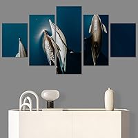 SIGNWIN 5 Panel Canvas Wall Art Colorful Fish Group Marine Life Multicolor Nautical Photography Realism Ultra for Home Decorations Ready to Hang - 60