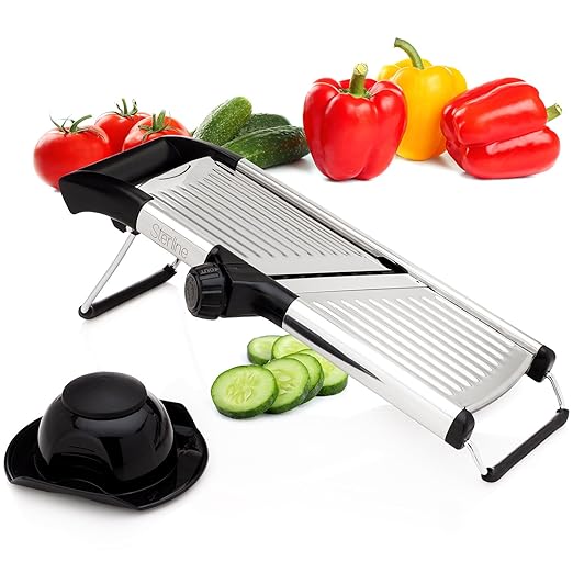 Mandolina Affettaverdure Multiuso 45x12x10 Cm Con Lame In Acciaio – Affettatrice Per Verdure Professionale