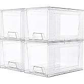 JollyPack 4 Pack Clear Stackable Storage Drawers, Easy to Assemble Multi-Use Bathroom Organizers and Storage, Suitable for Vanity, Bathroom, Makeup, Under Sink, Office, Kitchen and Pantry