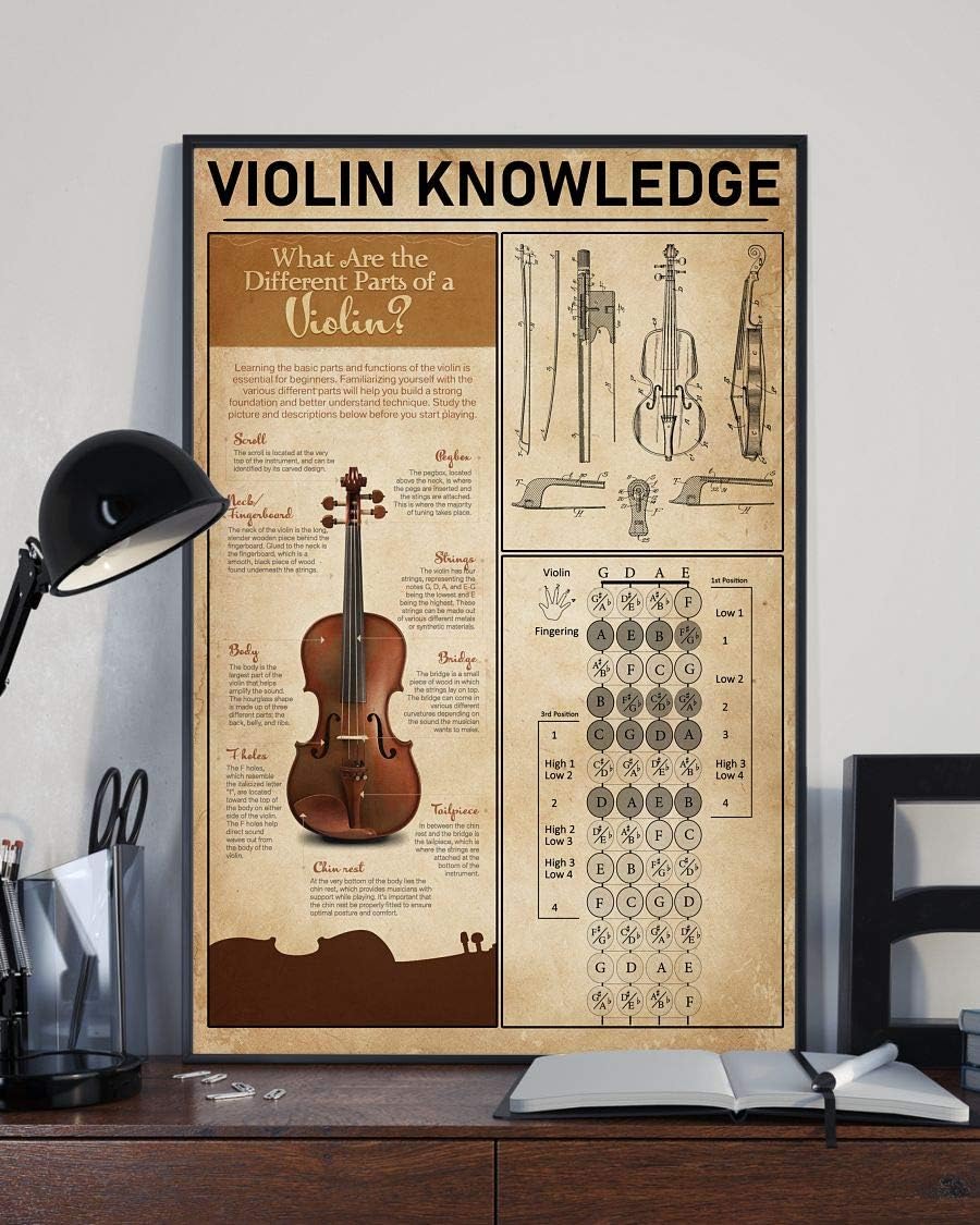 HolyShirts Violin Knowledge What are The Different Parts of a Violin Poster (16 inches x 24 inches)