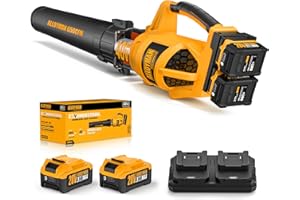 ALLOYMAN 40V Max Cordless Leaf Blower,650CFM Dual Battery Driven Blower with 2 * 4.0Ah Batteries & Fast Charger,2 Variable Speed Lightweight Battery Powered Leaf Blowers for Lawn Care/Snow Blowing