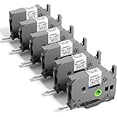 PTD220 PT-D210 D200 H110 H103w Label Tape 12mm 0.47 Laminated White TZe-231 TZe231 Replace for Brother P-Touch Label Maker Tape Ptouch 1/2 Inch Black on White AZe TZe TZ Refill 12 mm(1/2"), 6 Pack