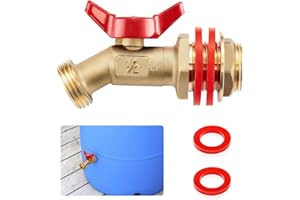 Minimprover Lead-Free Brass Water Ball Valve with Bulkhead Fitting Adapter,3/4"Male G Threaded to 3/4" Male GHT Outlet,Rain Barrel Inlet Outlet Quarter Turn Spigot