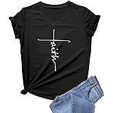 DANVOUY Women's V-Neck Summer Casual Letters Printed Short Sleeves Graphic T-Shirt