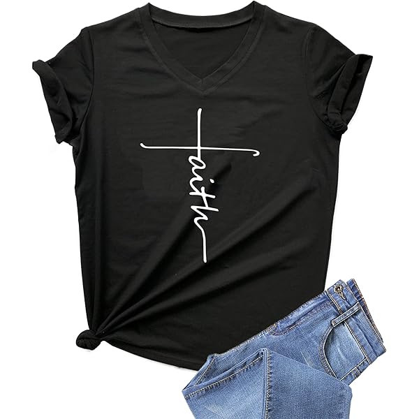 DANVOUY Womens T Shirt Casual Cotton Short Sleeve V-Neck Graphic T-Shirt  Tops Tees Black Small at Amazon Women's Clothing store