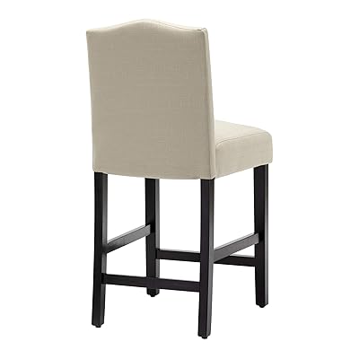 Buy Lsspaid 24 Inch Fabric Counter Backed Bar Stools Set Of 2 Kitchen Island Wood Dining Chairs With Nailhead Trim And Rubber Wood Legs Beige Online In Indonesia B07h93ghhx