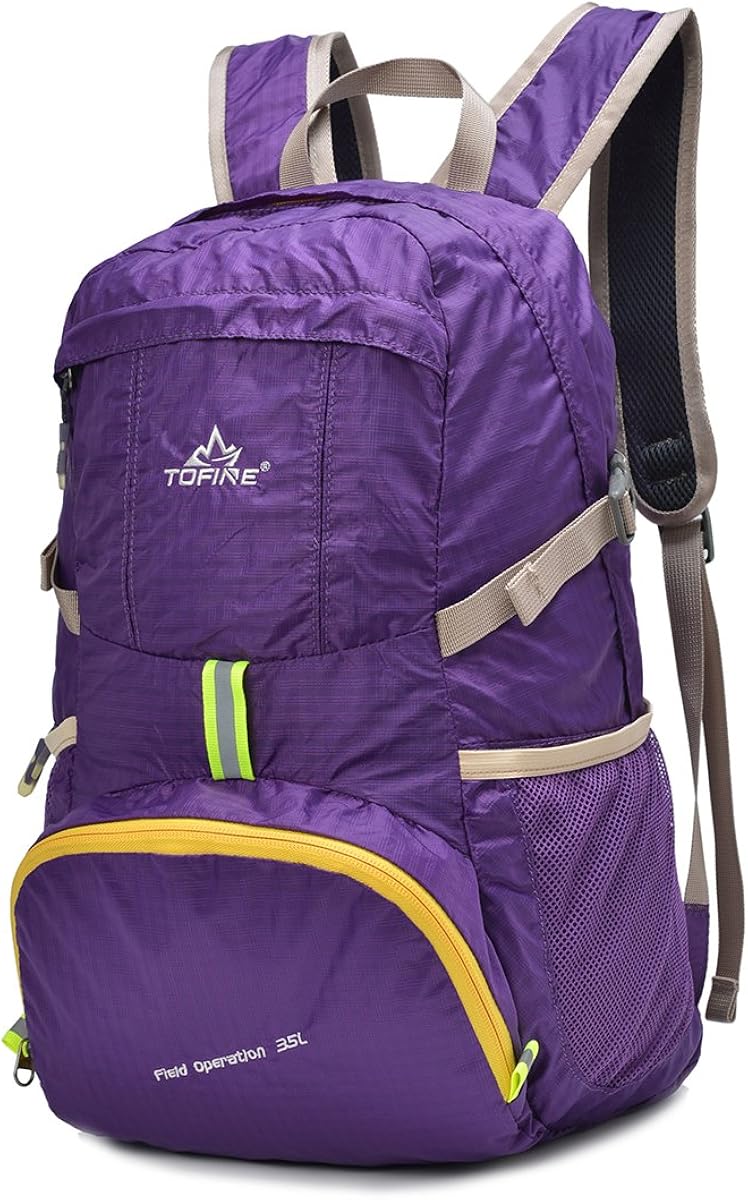TOFINE Portable Travel Light Hiking Daypacks Foldable Water Resistance Backpack 35L