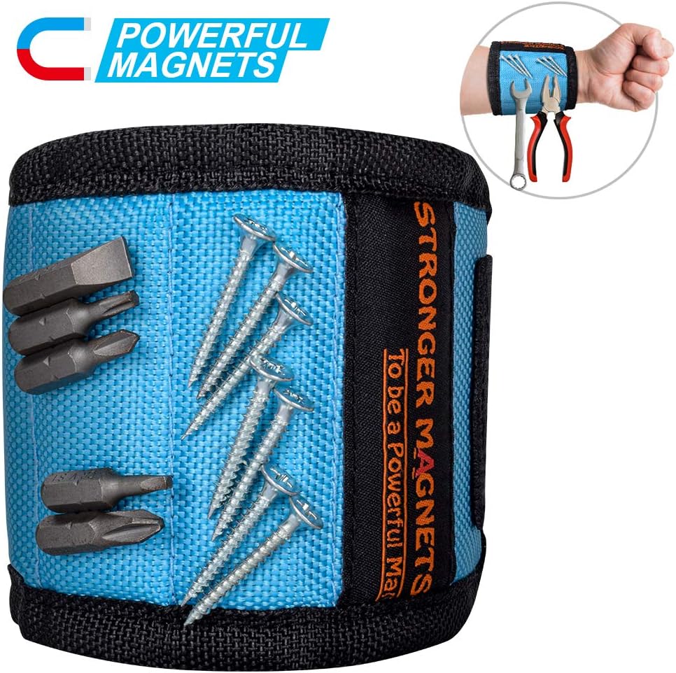 Magnetic Wristband,Mens Gifts Wrist Magnet,Magnetic Tool Belt Gift for Man,Upgrade Super Strong Magnets for Holding Screws, Tools, Nails, Drill Bits,DIY Handyman Gifts Idea for Dad, Husband,Boyfriend