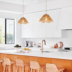 D12.5 Inch Boho Light Fixtures Boho Rattan Pendant