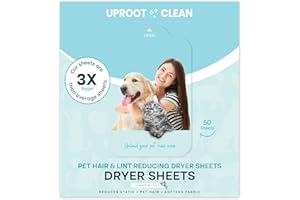 Uproot Clean Dryer Sheets Pet Hair Reducing - Pet Hair Remover for Laundry - Breaks Static Bonds and Prevents Dog and Cat Fur from Sticking to Clothes - Softens, Freshens, & Reduces Wrinkles - 50ct