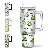 Puhnhsv 30 oz Frog Tumbler with Handle and Straw, Insulated Stainless Steel Frog Tumbler - Coffee Travel Mug & Water Bottle Gift for Women & Girls