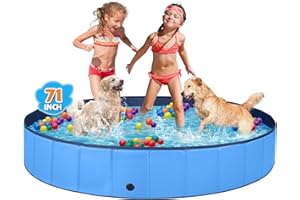 Jecoo Dog Pool for Large Dogs Kiddie Pool Hard Plastic Foldable Dog Bathing Tub Portable Outside Kids Swimming Pool for Pets and Dogs Outdoor Backyard