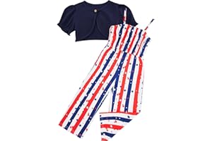 Evensu Toddler Girl Sleeveless Jumpsuits 2 Piece Outfits Ruffle Short Sleeve Cardigan Romper Set for 3-7 Years