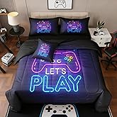 NINENINE Gaming Bedding Set 6PCS Twin Comforter Sets Gaming Bedding Sets for Boys,Bed in A Bag(1Comforter,1Flat Sheet,1Fitted Sheet,1Cushion Cover,2Pillowcases)