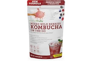 Essenzefruits Red Berries Kombucha Powder Tea Beverage – Sugar Free, Fermented & Dried - Just Add Water! Live Probiotics & Prebiotic Blend, Vitamin C - Makes up to 30 Cups (8 Oz)