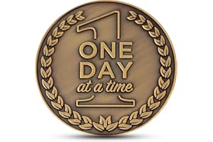 LOGOS COINS Serenity Prayer and One Day at a Time Coin Bulk Pack - 1.75" Antique Gold-Color Plated Sobriety Coin Set - Recovery Chip Christian Challenge Coin - AA Gifts for Sobriety, Rehab, and Encouragement