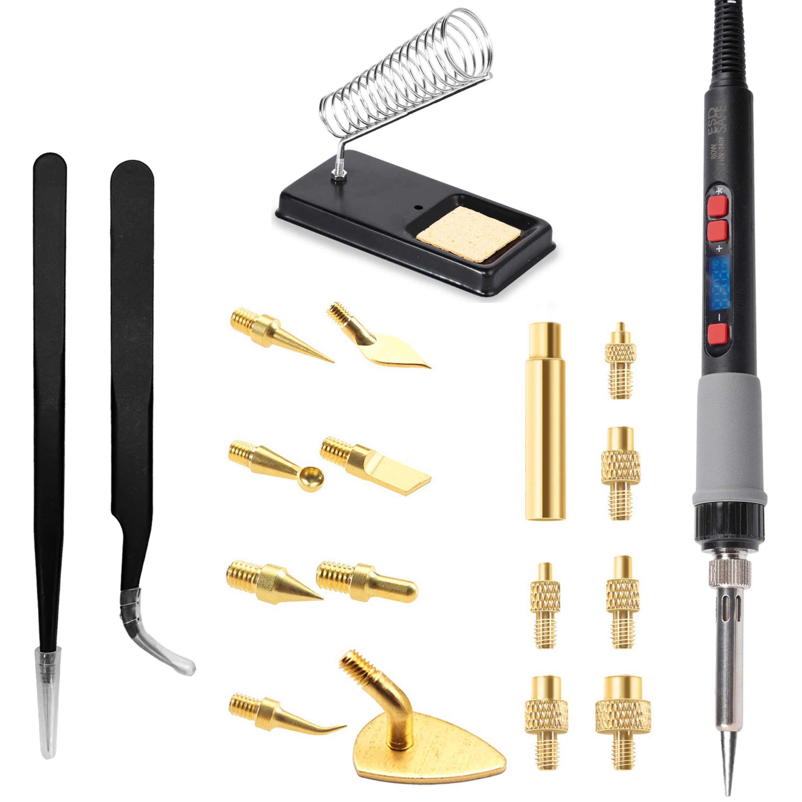 Photo 1 of 3D Printing Finishing Tool Kit, 80W Soldering Iron & Heat Insert Brass Nut Kit for 3D Printing, Includes Precision Tweezers & Multi-Size Heat-Set Nuts - Complete Smoothing Tool Set