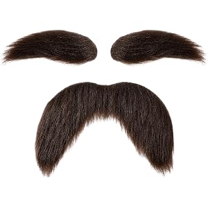 Self Adhesive Fake Mustache and Eyebrow Set for Costume Novelty Facial Hair | DIY Fake Mustache for Men Fake Eyebrow, Novelty