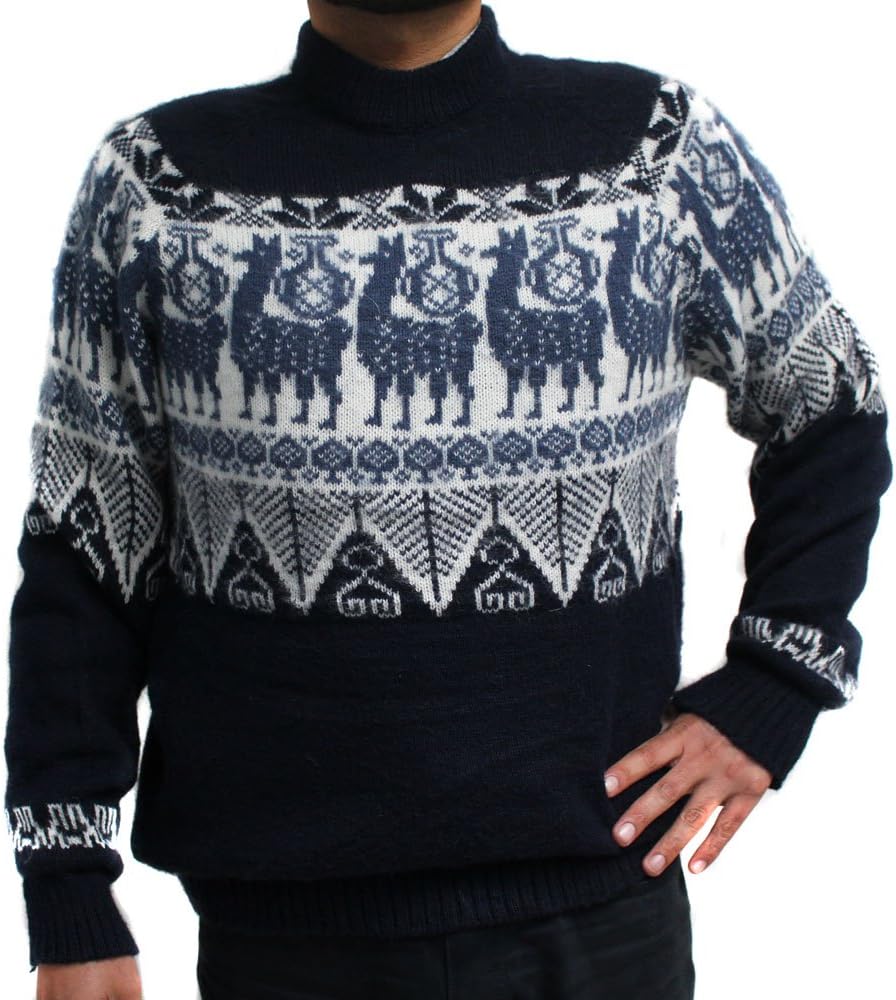 Sweater Crew Neck Llamas INCA Made in Peru Large