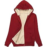 Little Beauty Womens Zip Up Hoodies Winter Thick Fleece Lined Hooded Jacket Casual Cozy Warm Sweatshirt Coat