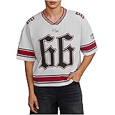 WDIRARA Men's Number Graphic Print Jersey Shirts Short Sleeve Tee Streetwear Top