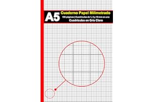 A5 Cuaderno Papel Milimetrado: Cuadrículas de 1, 5 y 10 mm en una | 100 páginas | Cuadrículas en Gris Claro | Ideal para Dibu