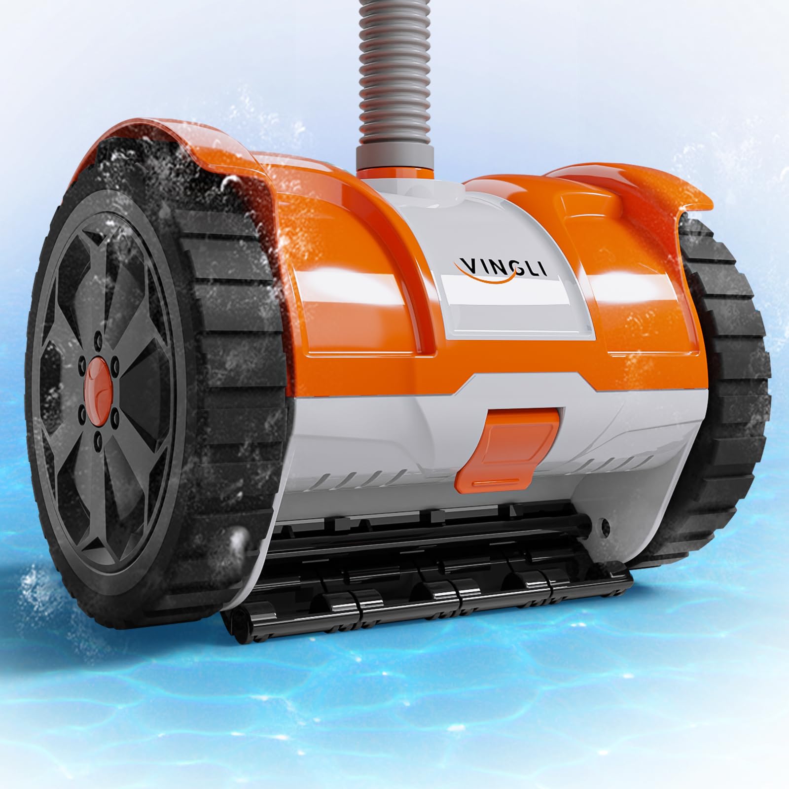 Photo 1 of (2025 Upgrade) VINGLI Automatic Suction-Side Pool Vacuum Cleaner, Powerful Wall-Climbing Sweeper for Inground Pools, Includes 39.6ft Tangle-Free Hose (Orange&Gray)
