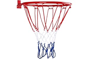 CurcKua Basketball Rim Replacement Steel Portable Basketball Rim and Net with Screws Heavy Duty Weather Resistant Hanging Bas