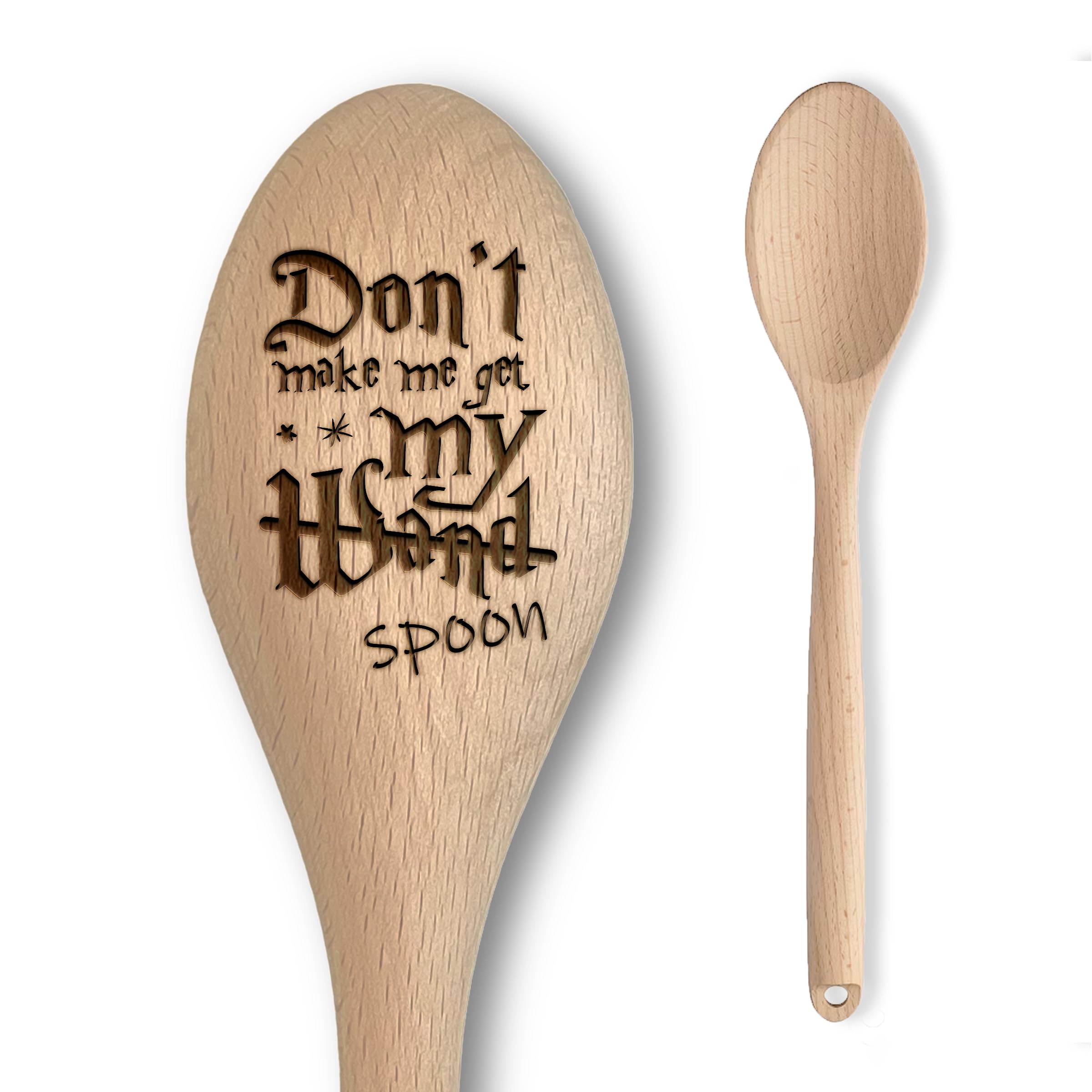 Harry The Wizard Baking Gift - Wooden Spoon Wand - Engraved Inscription - Cooking Baking Gift for Men & Women - Unofficial Fan Item (Don't Make Me Get My Wand)