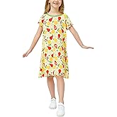 EASWEET Bamboo Viscose Girls Nightgowns Short Sleeve Soft Pajama Dress for Girls