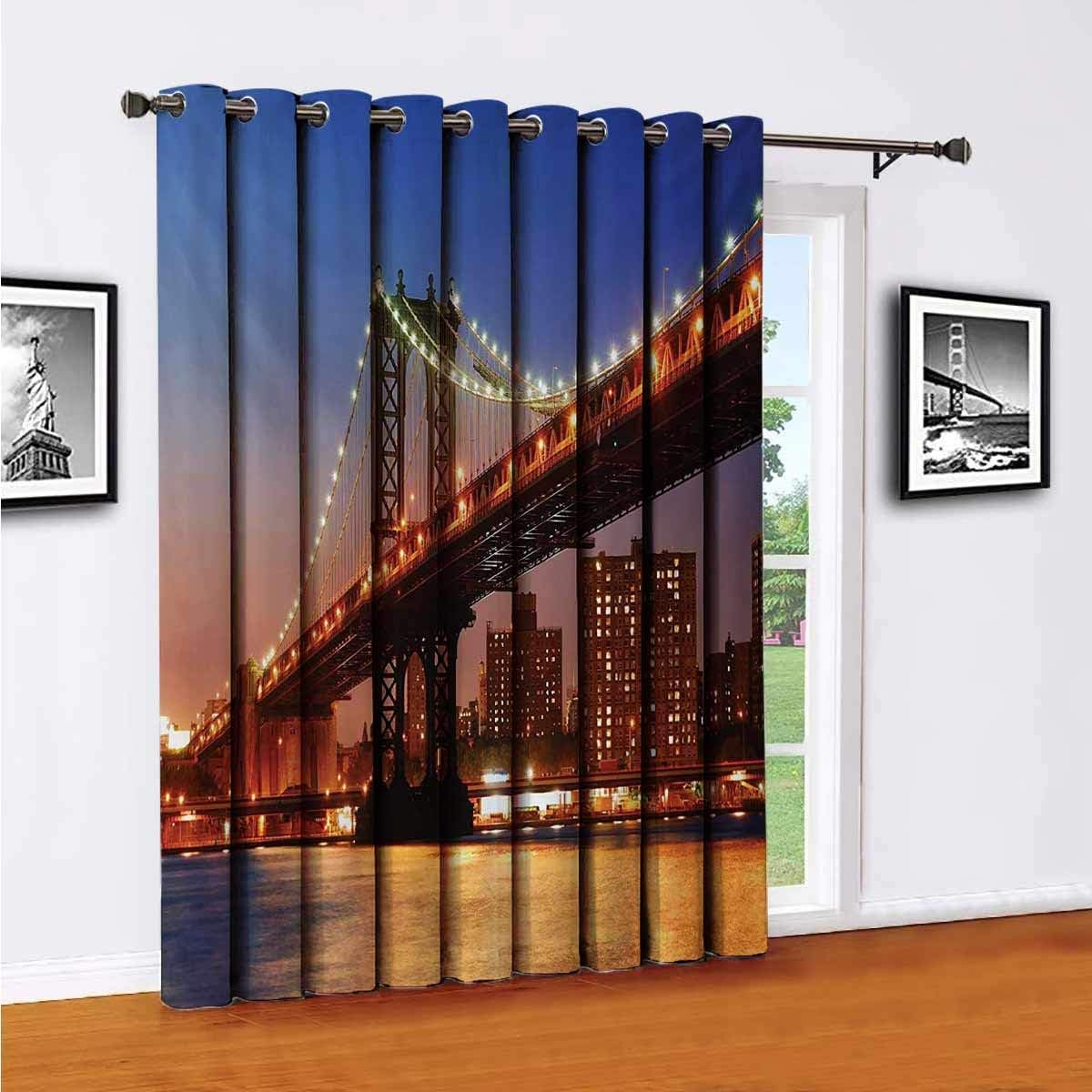 New York WearResistant Color Curtain Manhattan Bridge with Cityscape