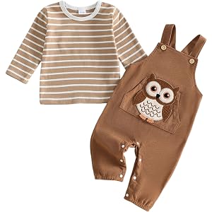 Baby Boy Fall Clothes Infant Long Sleeve T-shirt Overalls Pants Set | Baby Boy Fall Clothes Infant Striped Long Sleeve T-shir