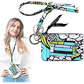 Women’s ID Case Wallet with Lanyard, RFID Blocking Card Holder & Zippered Coin Pocket, Lightweight Travel & Work ID Badge Holder, Clear Window (B)