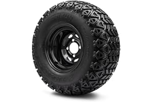 GOLF CART KING 10"x7" Black 8 Window Steel - Golf Cart Lifted Tires and Wheels Combo Set of 4
