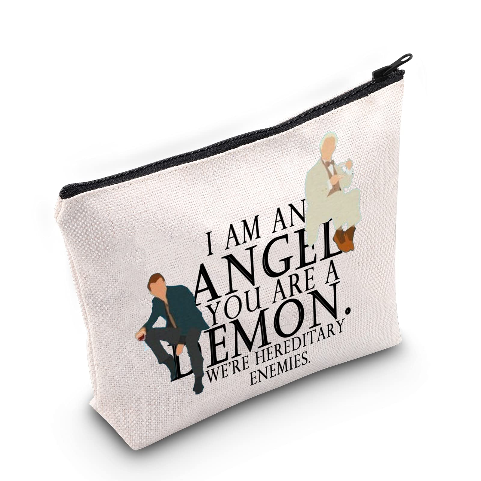 LEVLO Demons and Angel Fans Cosmetic Bag Demons and Angels TV Show Gift I am an Angel You Are a Emon We're Hereditary Enemies Make up Zipper Pouch Bag Angel Merchandise, I am an Angel, Makeup Bag