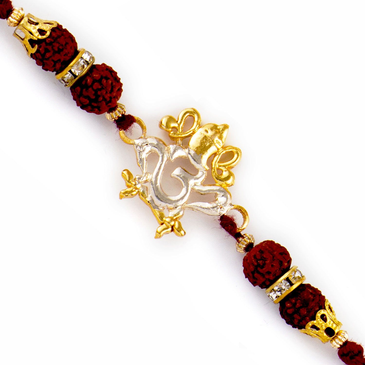 aapno rajasthan om ganesha motif embellished quadra rudraksh rakhi