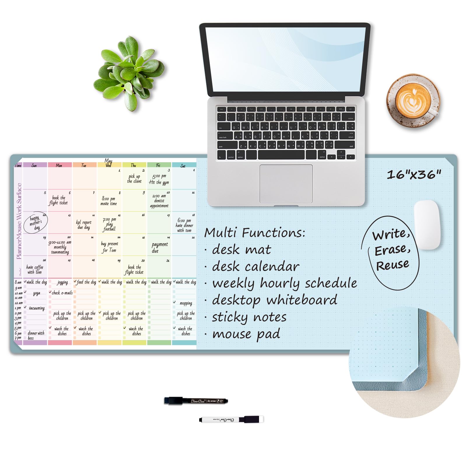 Photo 1 of Multi-Functional Dual-Layer Desk Mat, Dry Erase Calendar for Desk - Erasable Desktop Writing Whiteboard and Memo Pad - Non-Slip Desk Protector for Home&Office