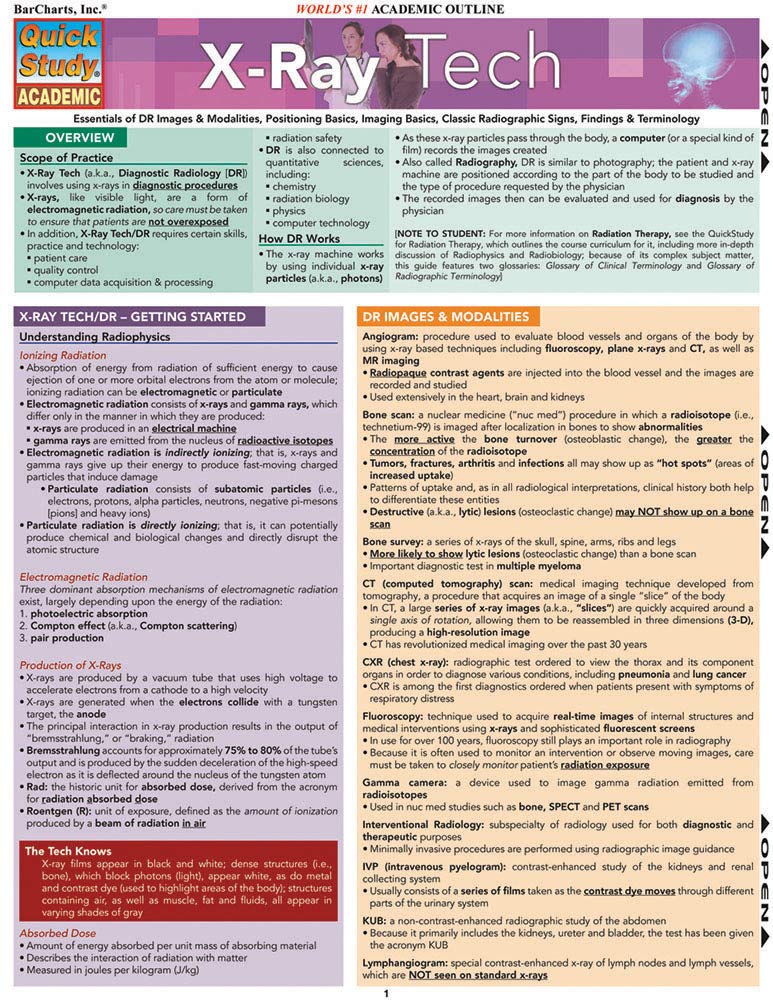 X-Ray Tech QuickStudy Laminated Reference Guide (QuickStudy Academic)