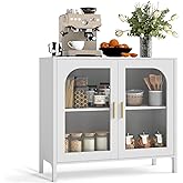 OBEKANN Sideboard Storage Cabinet with Adjustable Shelves, 39.4" Wide Wood Buffet Cabinet with Double Doors, Freestanding Console Cabinet for Dining Room, Entryway, White