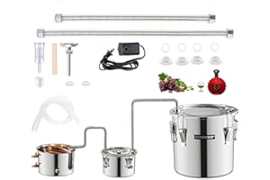 DESENNIE Shine Still Alcohol Distiller Home Brewing Distillery Kit 5 Gallon with Stainless Pot and Thumper Keg Water Pump Copper Coil for DIY Whisky Brandy Vodka Wine Making