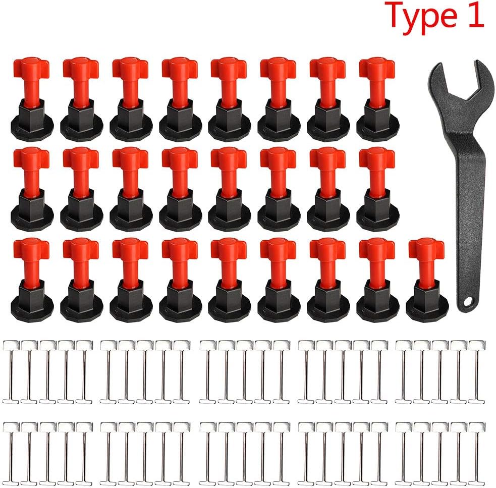 hgfter Tile Leveling System Kit with T-Type Tiles Ceramics Leveler Special Wrench Reusable Spacer,Type 1