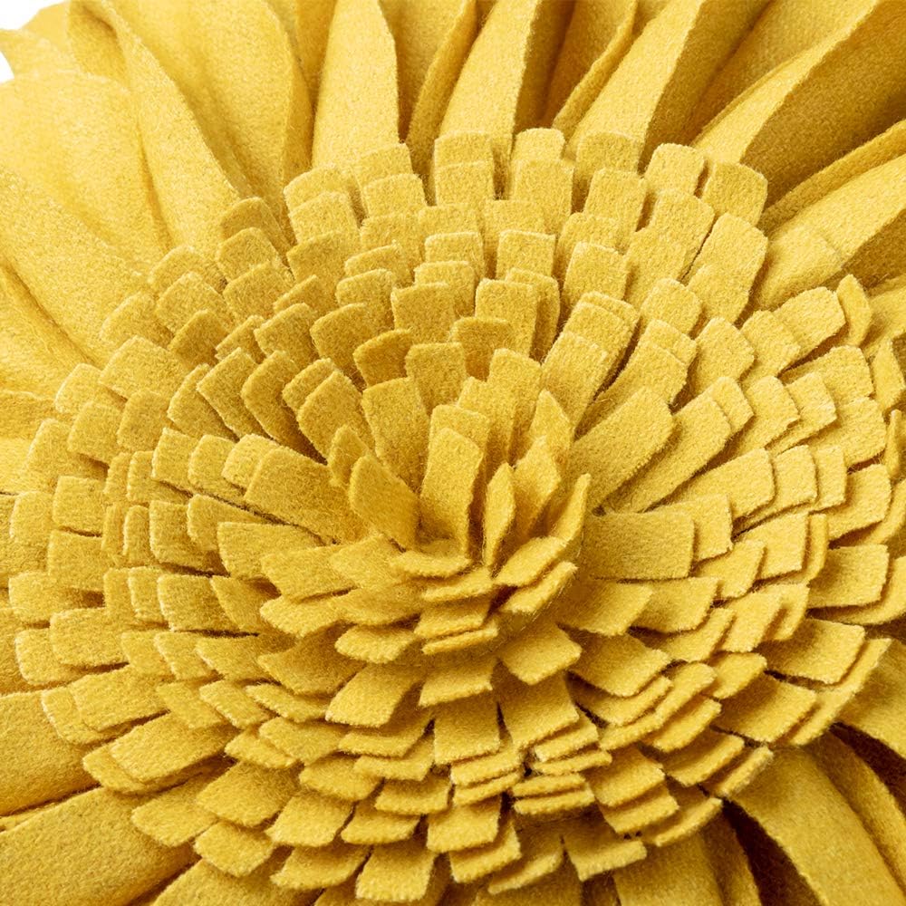 JWH Handmade 3D Flowers Accent Pillow Round Sunflower Cushion Decorative Pillowcase with Pillow Insert Home Sofa Bed Living Room Decor Gift 12 Inch / 30 cm Cotton Canvas Wool Yellow: Home & Kitchen