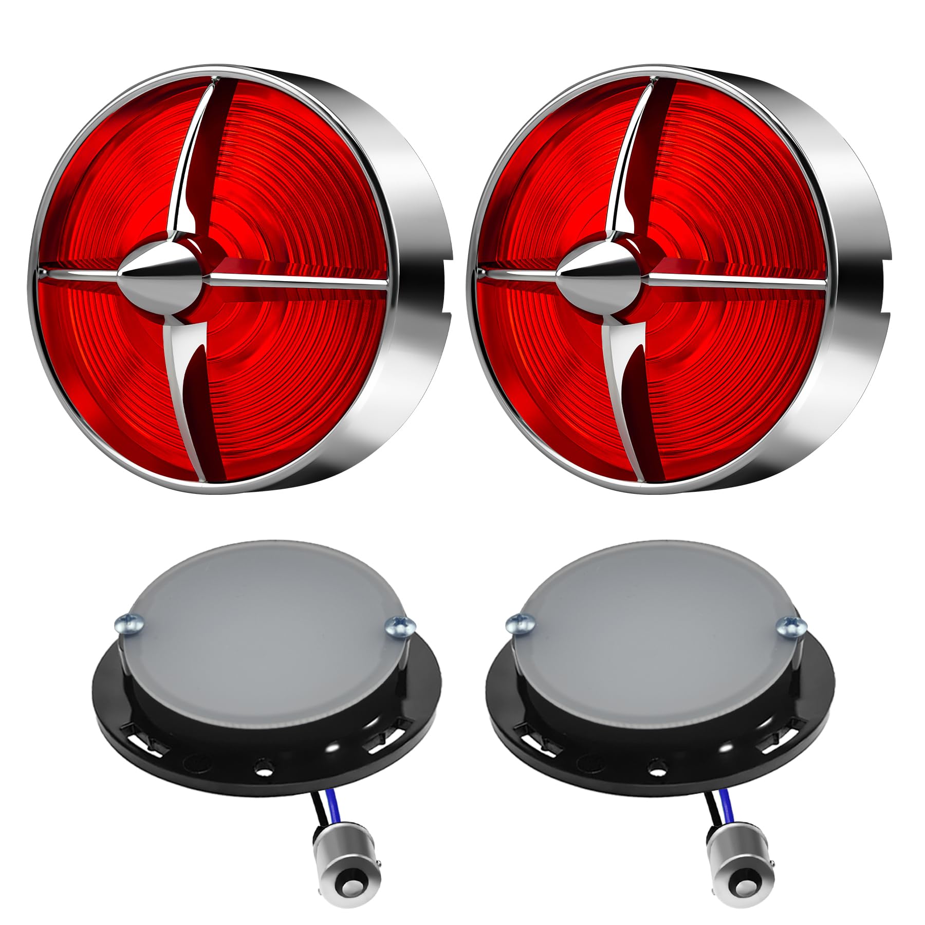 Photo 1 of BOSYCY Motorcycle 1156 LED Turn Signals With 3 1/4" Red Tail Light Lens Covers 2 Pack, Retro Turning Lamp Universal Fit Harley Softail Road King Street Glide Sportster Fatboy Deluxe Bikes Accessories