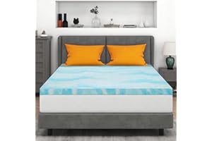 IULULU Mattress Topper Twin, 2 Inch Gel Memory Foam Bed Topper for Twin Size Bed, CertiPUR-US Certified, Blue
