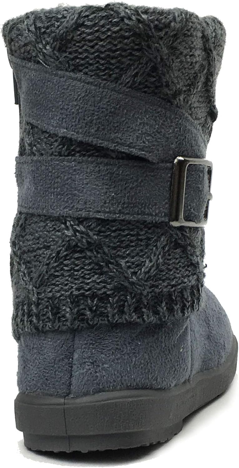  | REDVOLUTION Kids Boots Toddler Girls Cute 2 Buttons Suede Knitting Shoe | 285 | Boots