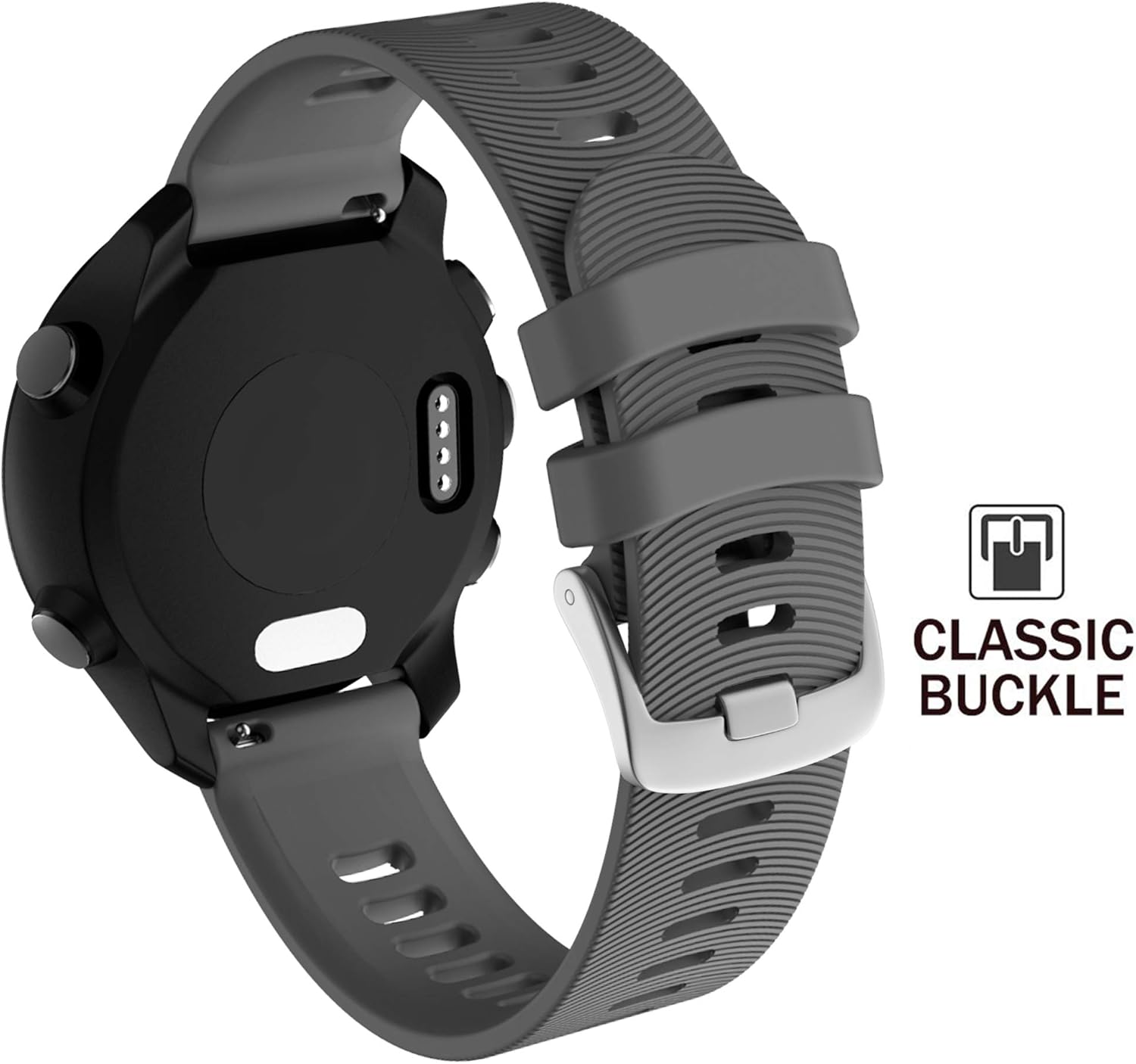 ISABAKE Silicone Strap for Garmin Forerunner 245/645 Music Band, 20mm Replacement Watch Band for Vivoactive 3, Vivomove HR - Image 3