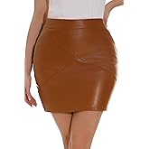 GUANYY Women's High Waisted Faux Leather Mini Pencil Skirt - Classic & Slim